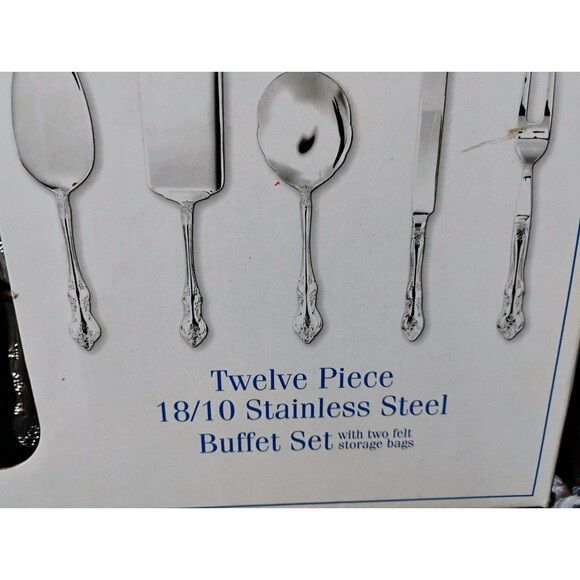NEW IN BOX 12 Piece Vintage Hostess Set Wallace Glossy 18/10 Stainless Indonesia - Picture 5 of 14